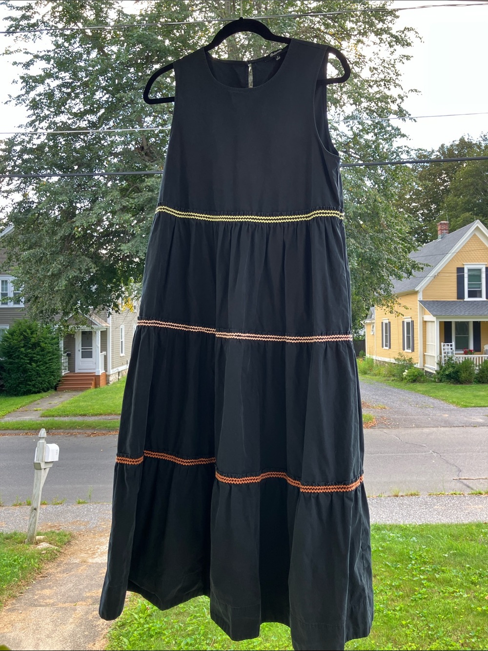 Madewell Black Sleeveless Rikrak Midi Dress M